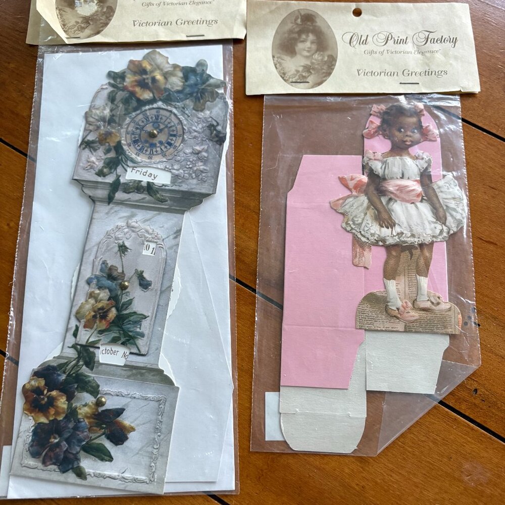 NWT - Victorian Greetings - set of 2 cards/boxes by Old Print Factory